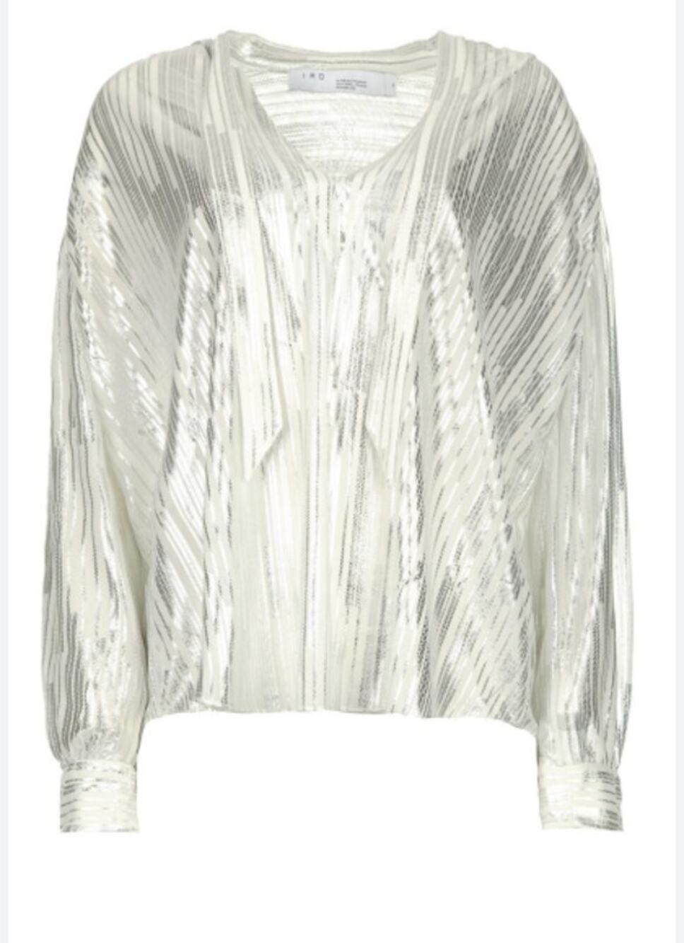 IRO Hathi Tunic Blouse Tie Neck Metallic Blouse Small NWOT